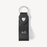 Small Leather Loop Keyring Black Pebble