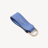 Small Leather Loop Keyring Capri Blue Pebble