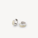 Enamel Huggie Earrings Ivory Enamel & Palladium Silver Plated