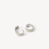 Enamel Huggie Earrings Ivory Enamel & Palladium Silver Plated