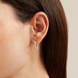 Bamboo Huggie Earrings White Topaz & Sterling Silver 925