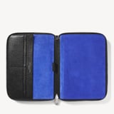 A5 Zipped Padfolio Black Saffiano & Cobalt Suede