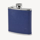 Classic 5oz Leather Hip Flask Caspian Blue Saffiano