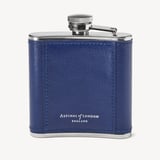 Classic 5oz Leather Hip Flask Caspian Blue Saffiano