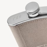 Classic 5oz Leather Hip Flask Warm Grey Saffiano