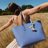 Zipped East West Tote With Bee & Flower Charm Capri Blue Pebble