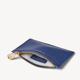 Small Essential Flat Pouch Caspian Blue Saffiano