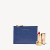Small Essential Flat Pouch Caspian Blue Saffiano