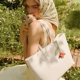 Zipped East West Tote With Bee & Flower Charm Chalk White Pebble
