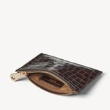 Small Essential Flat Pouch Deep Shine Chocolate Croc