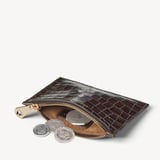 Small Essential Flat Pouch Deep Shine Chocolate Croc