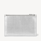 Large Essential Flat Pouch Silver Saffiano