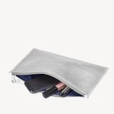Large Essential Flat Pouch Silver Saffiano