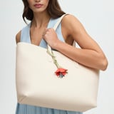 Zipped East West Tote With Bee & Flower Charm Chalk White Pebble