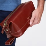 Men's Leather Wash Bag Smooth Cognac