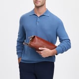 Men's Leather Wash Bag Smooth Cognac