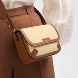 Ella Crossbody Natural Raffia & Smooth Tan