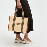 Henley Tote Natural Raffia & Smooth Tan
