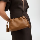 Hudson Large Crossbody Pouch Tan Milled Pebble