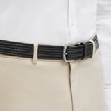 Men's Woven Leather Belt Black Woven Leather 