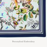 Tigers & Leopards Silk Scarf Teal Pure Silk