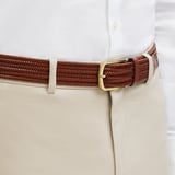 Men's Woven Leather Belt Tan Woven Leather