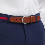 Webbing Belt Navy & Red Stripes