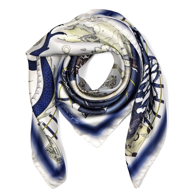 Murder on the Orient Express Silk Scarf Midnight Blue Pure Silk