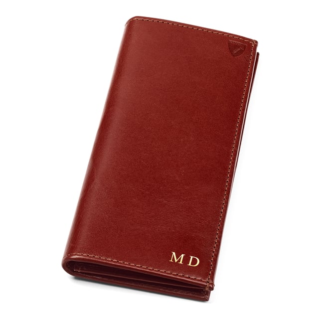 Slim Breast Pocket Wallet Smooth Cognac & Espresso Suede