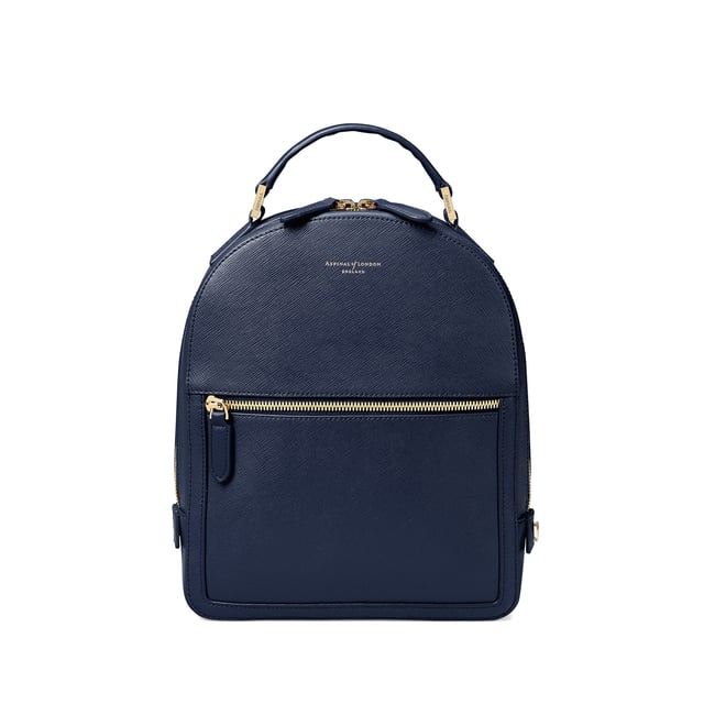 Small Mount Street Backpack in Navy Pebble Aspinal