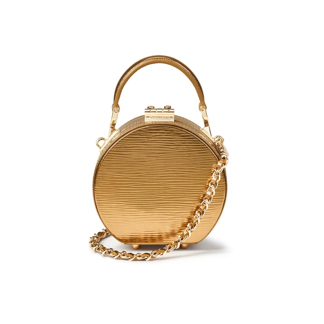 Micro Hat Box in Zoloto Metallic Aspinal of London