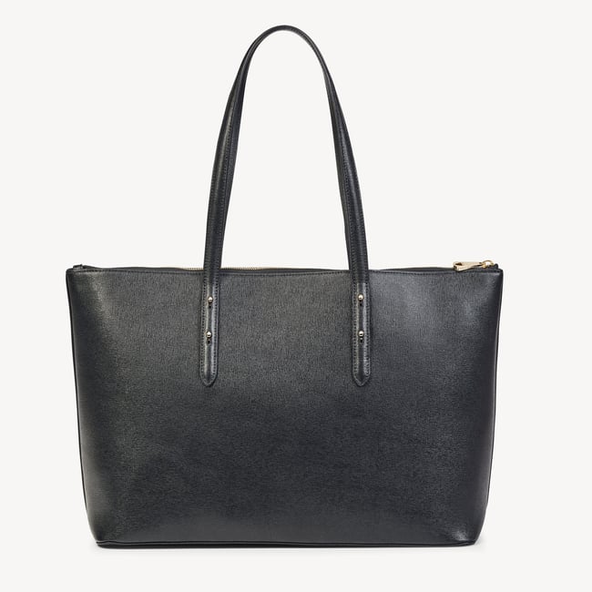 Black Saffiano Zipped Regent Tote | Aspinal of London