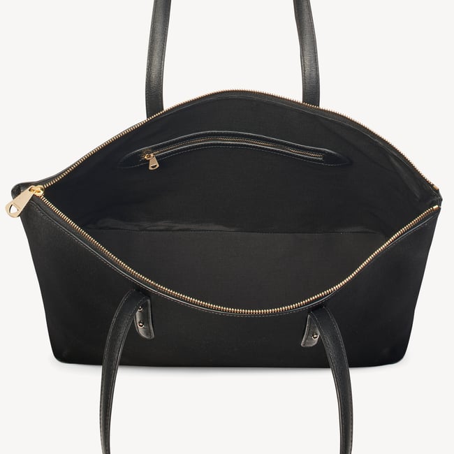 Black Saffiano Zipped Regent Tote | Aspinal of London