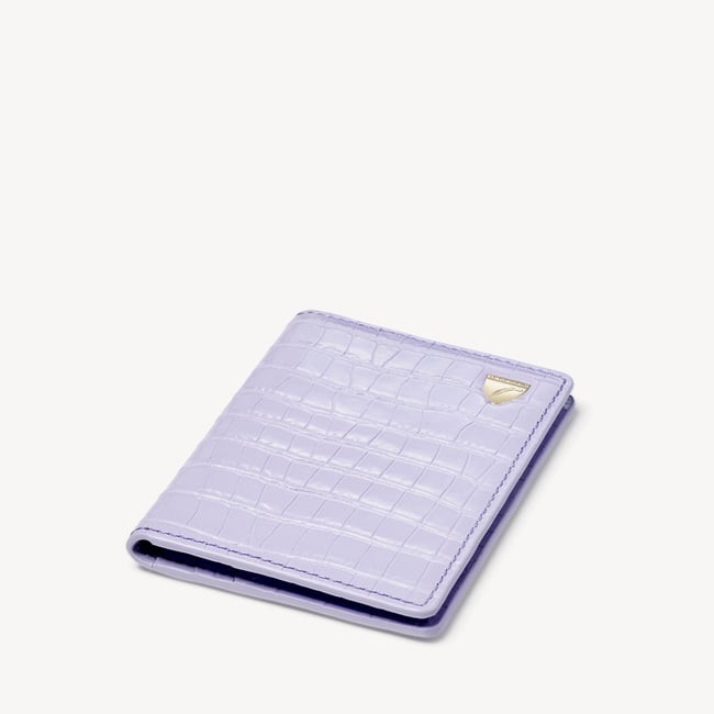 Double Fold Credit Card Holder Deep Shine English Lavender Small Croc