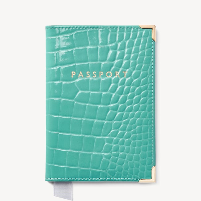 Passport Cover Chalkhill Blue Patent Croc