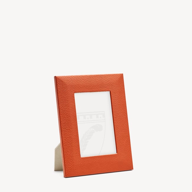 4x6-inch Leather Photo Frame Marmalade Pebble