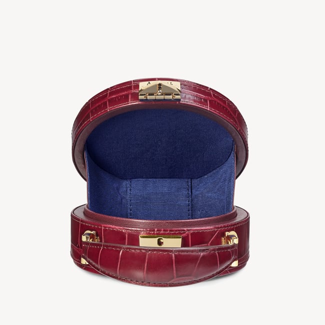 Bordeaux Croc Micro Hat Box Micro Handbags Aspinal of London