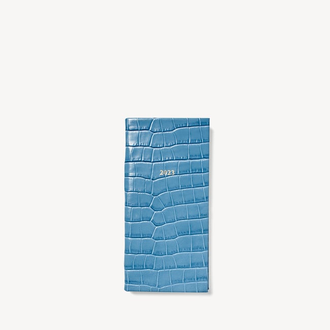 2023 Slim Pocket Leather Diary Cornflower Small Croc