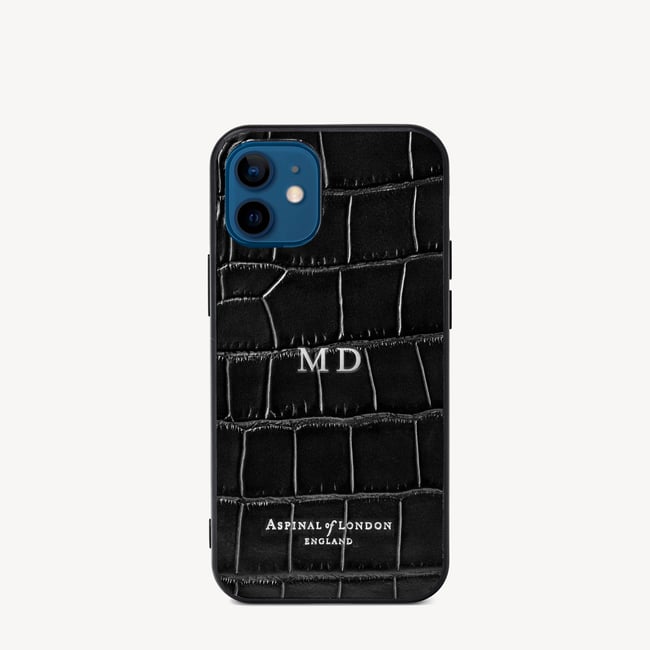 iPhone 12 Mini Case Deep Shine Black Croc