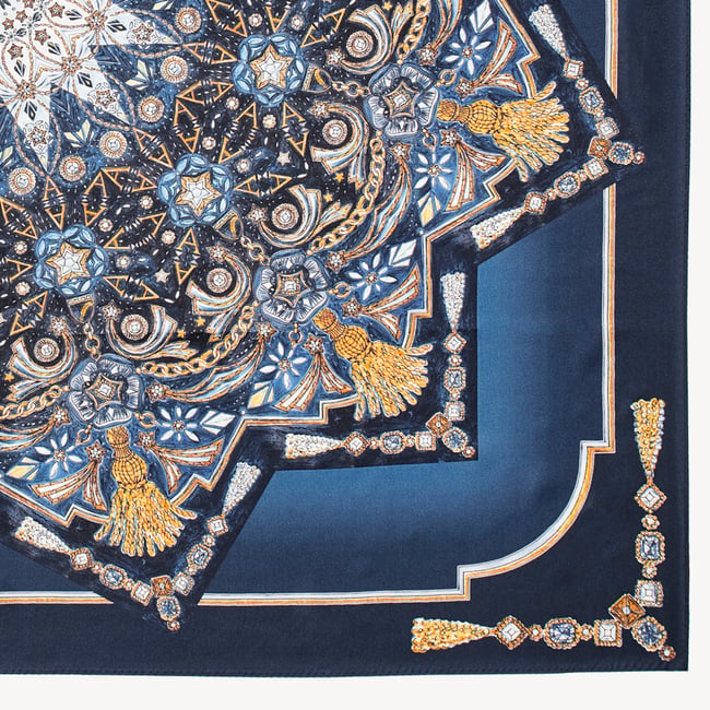 Kaleidoscope Silk Scarf Navy Ombre Pure Silk