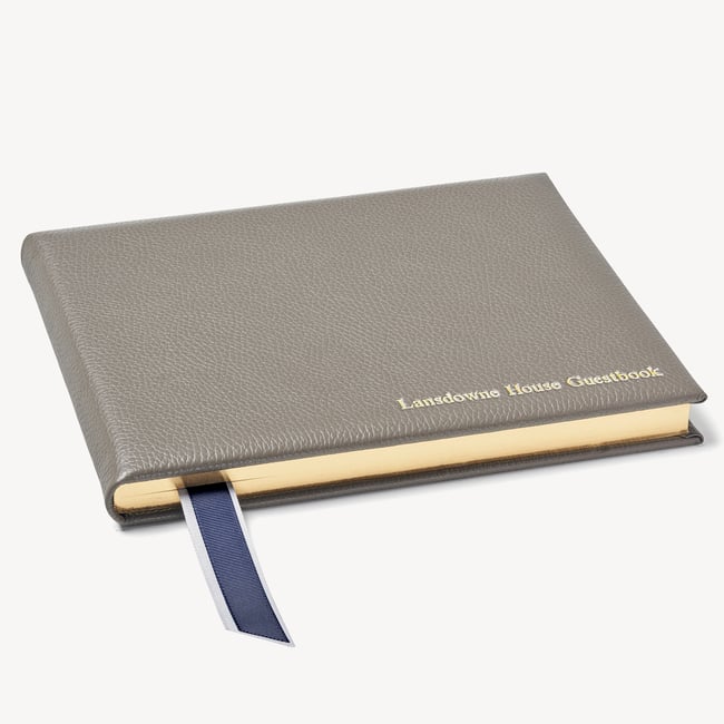 A4 Classic Leather Guest Book Warm Grey Pebble