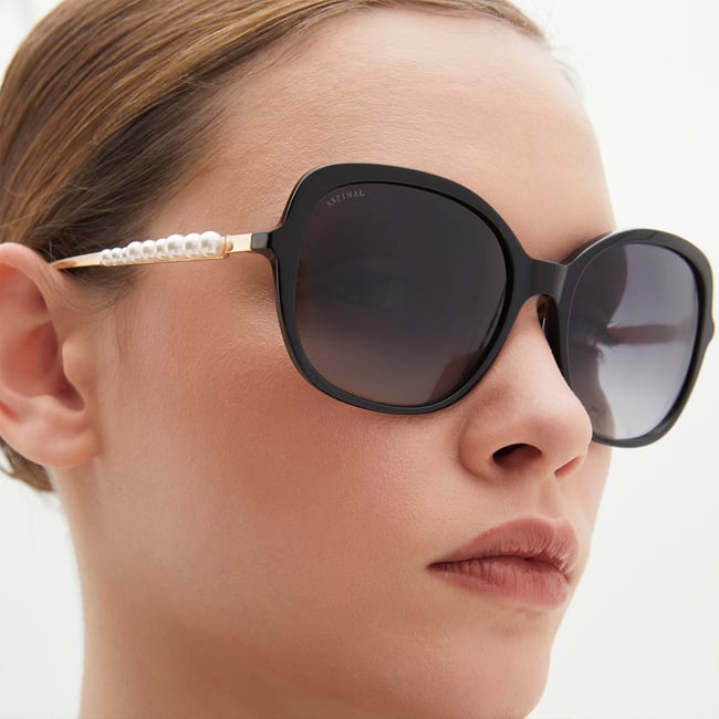 Hollywood Sunglasses in Black Acetate Aspinal of London
