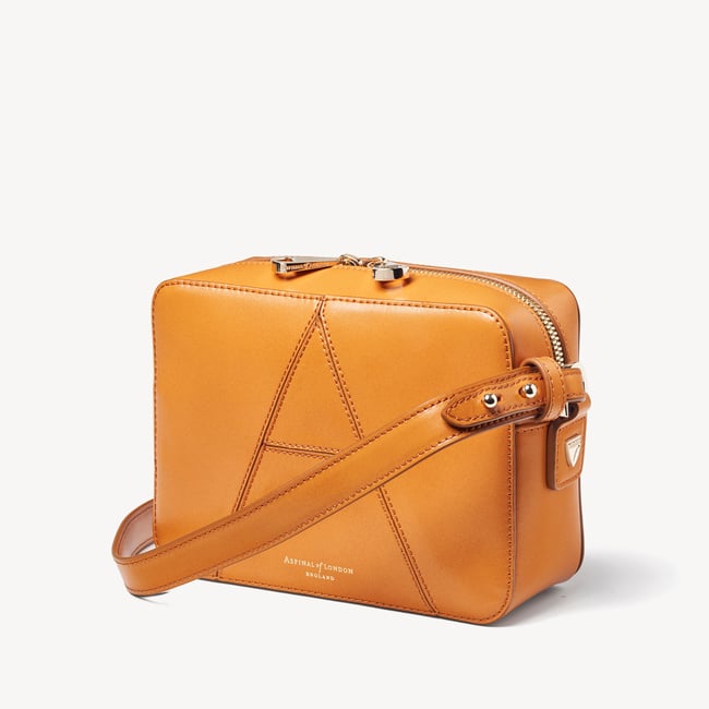 Camera Crossbody Bag in Smooth Mustard Aspinal of London