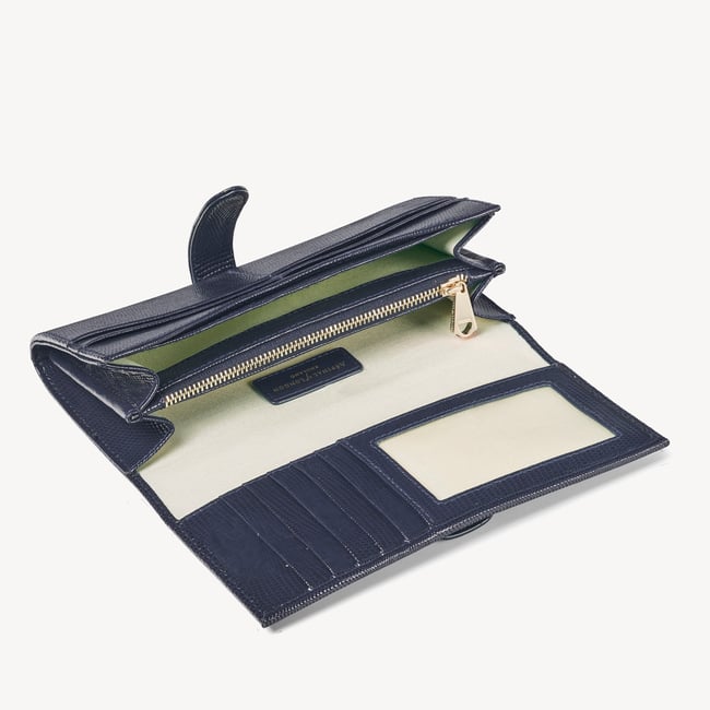 London Women's Purse Wallet in Blue Lizard Aspinal of London