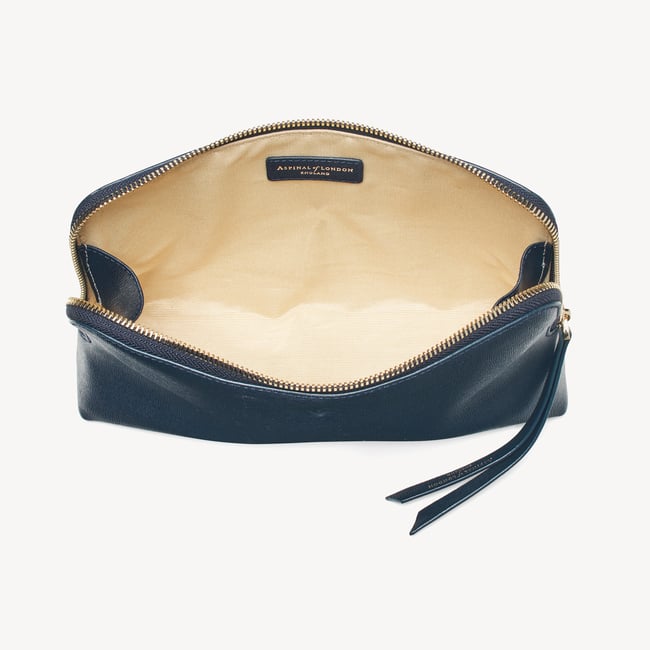 Navy Saffiano Large Cosmetic Case Aspinal of London