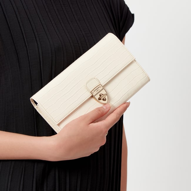 Mayfair Clutch Deep Shine Ivory Small Croc