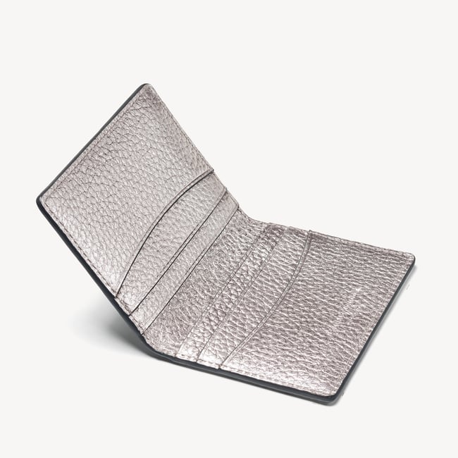 Double Fold Credit Card Holder Silver Pebble