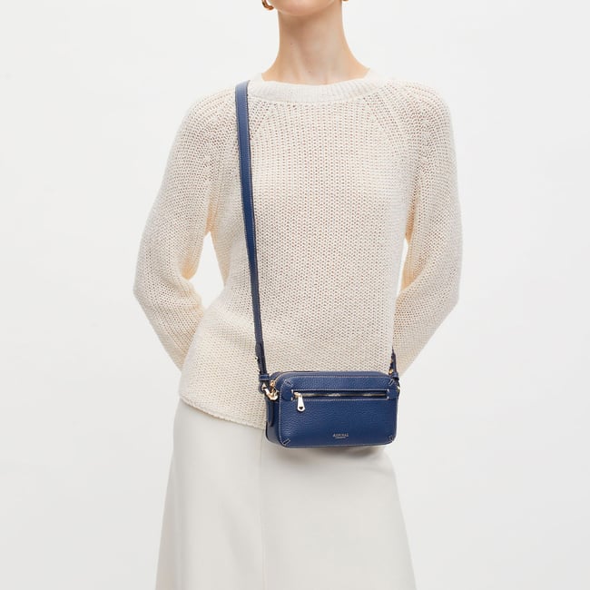 Slim Camera Crossbody Bag Caspian Blue Pebble