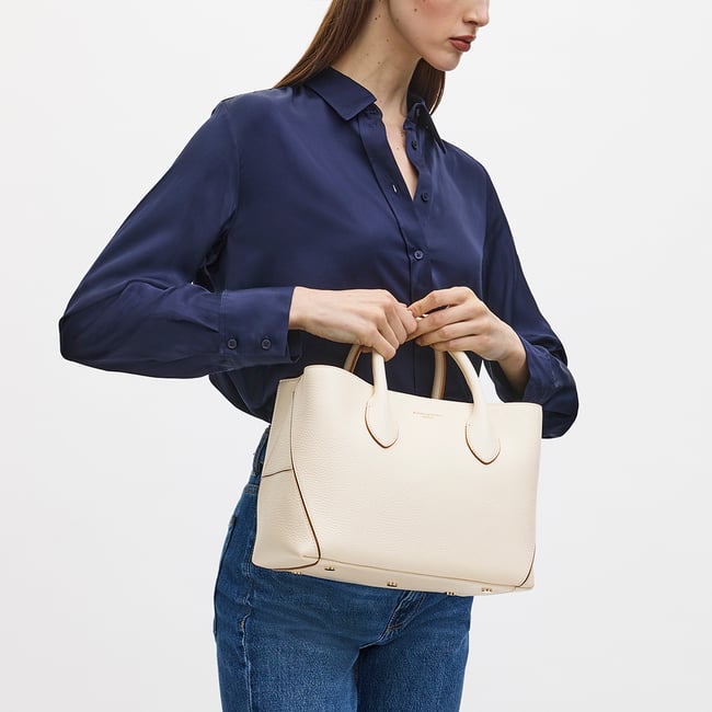 Midi London Tote Bag Ivory Pebble