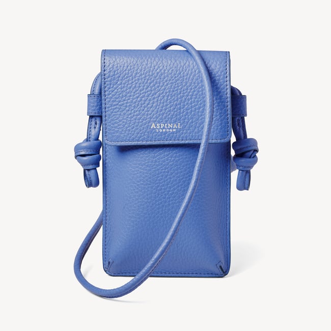【ASPINAL OF LONDON】Ella Phone Pouch フォン ポーチ Ella Phone Pouch in Capri Blue Pebble | Aspinal of London